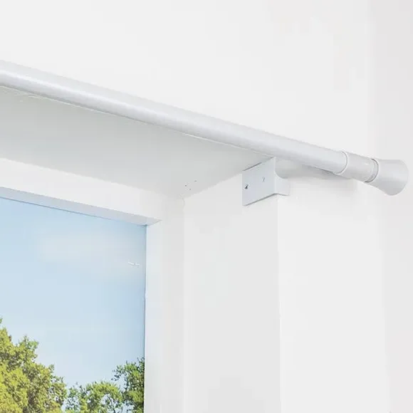 Extendable Curtain Pole No Drill - White, Metal