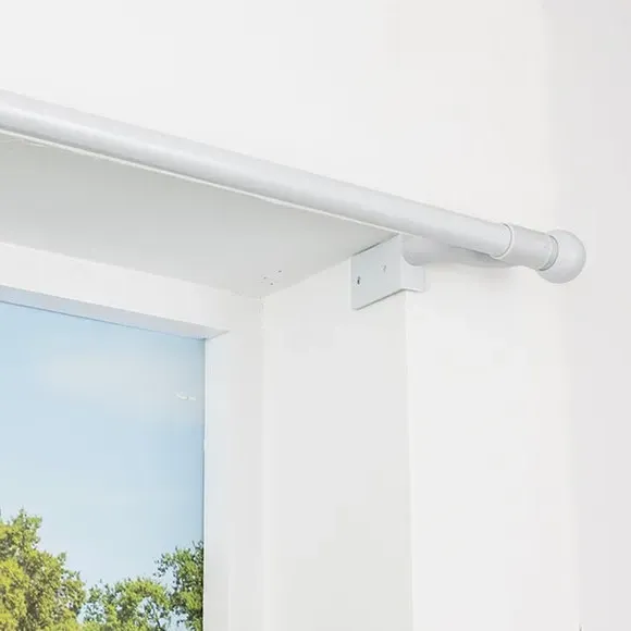 Extendable Curtain Pole No Drill - White, Metal