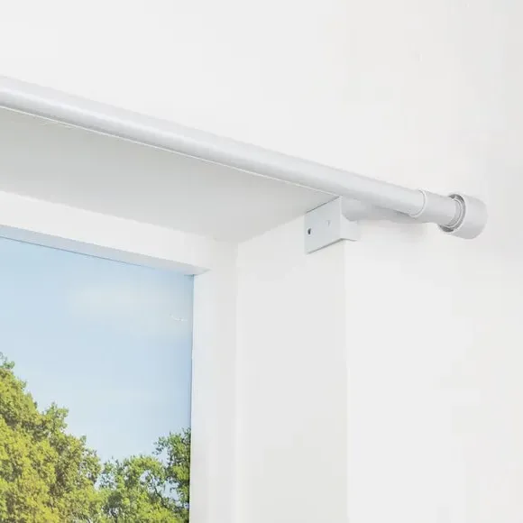 Extendable Curtain Pole No Drill - White, Metal