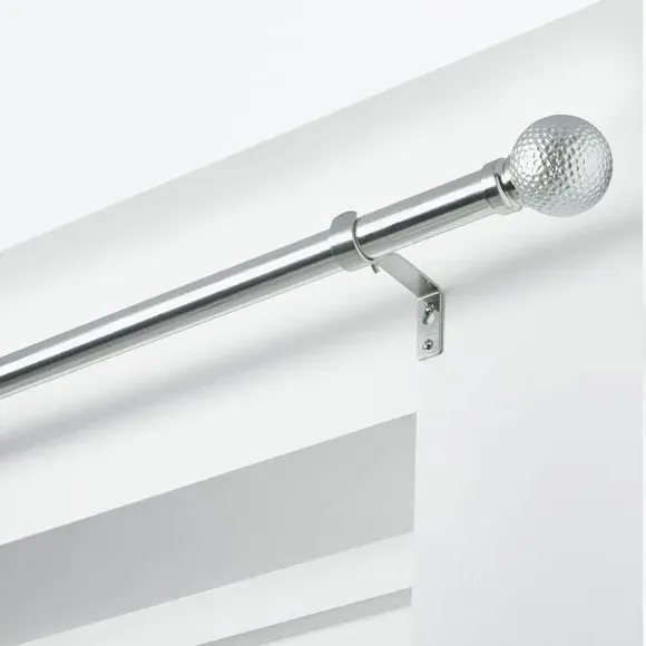 Extendable Curtain Pole - Satin Silver, Metal image