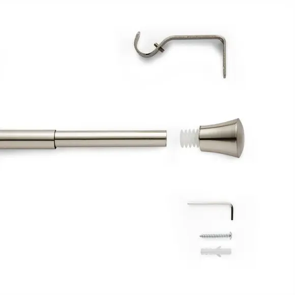 Extendable Curtain Pole - Satin Steel, Metal