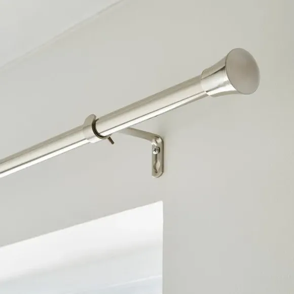 Extendable Curtain Pole - Satin Steel, Metal