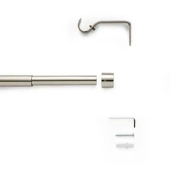 Extendable Curtain Pole - Satin Steel, Metal