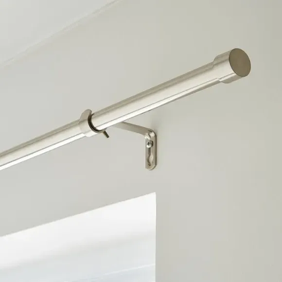 Extendable Curtain Pole - Satin Steel, Metal