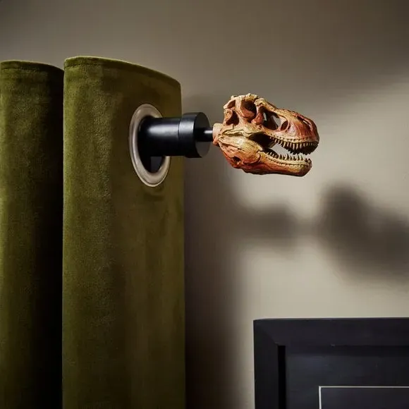 Extendable Curtain Pole T-Rex Design - Black Metal