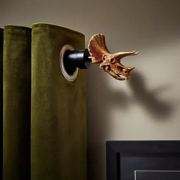 Extendable Curtain Pole Triceratops Design - Black