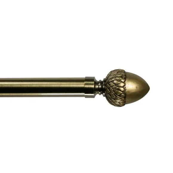 Extendable Curtain Pole with Acorn Finials - Brass image