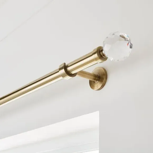Extendable Curtain Pole with Ball Finial - Brass image