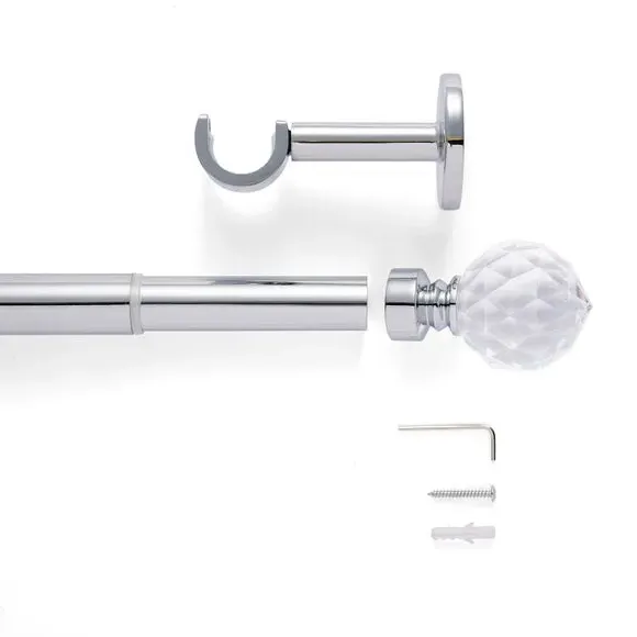 Extendable Curtain Pole with Ball Finial - Chrome