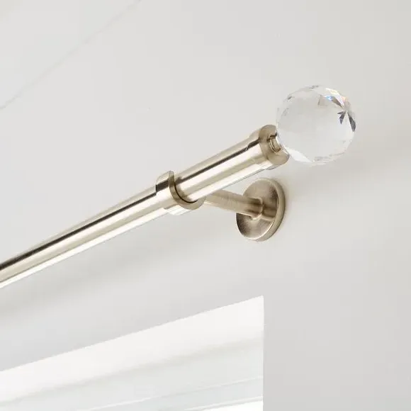 Extendable Curtain Pole with Ball Finial - Satin Steel