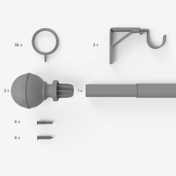 Extendable Curtain Pole with Ball Finials - Ivory