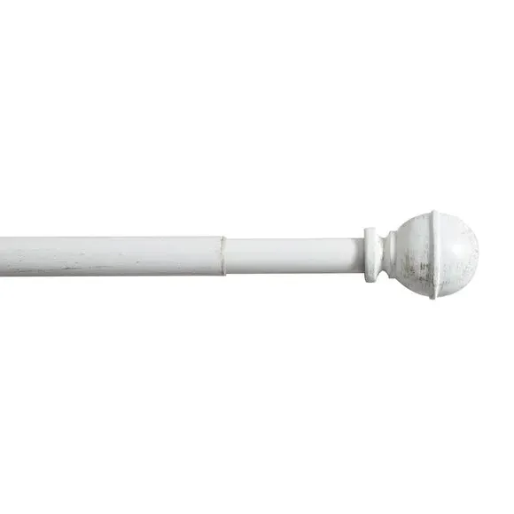 Extendable Curtain Pole with Ball Finials - Ivory image