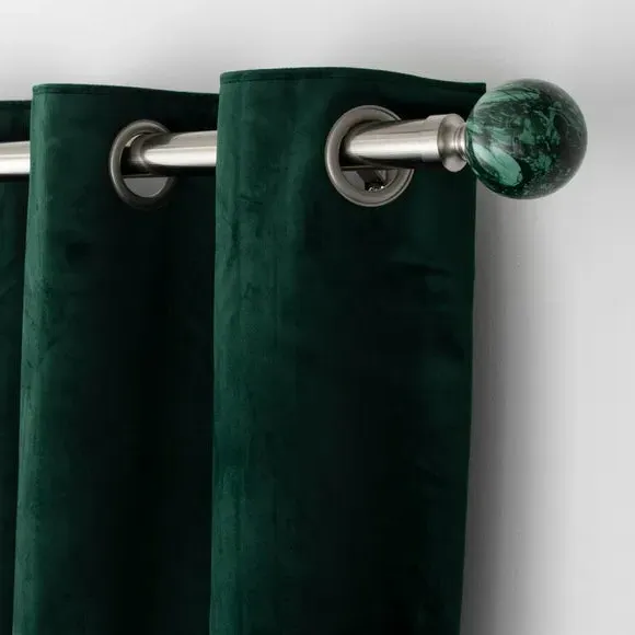Extendable Curtain Pole with Ball Finials - Silver image