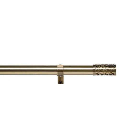 Extendable Curtain Pole with Barrel Finials - Antique Brass