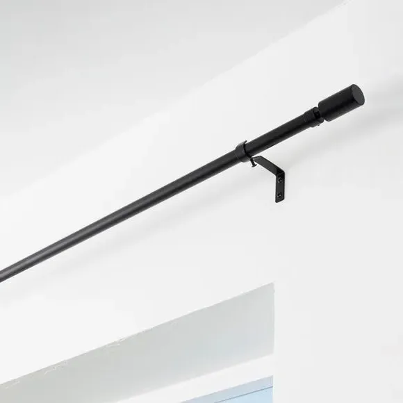 Extendable Curtain Pole with Barrel Finials - Black