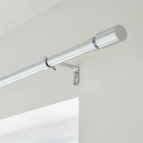 Extendable Curtain Pole with Barrel Finials - Chrome image