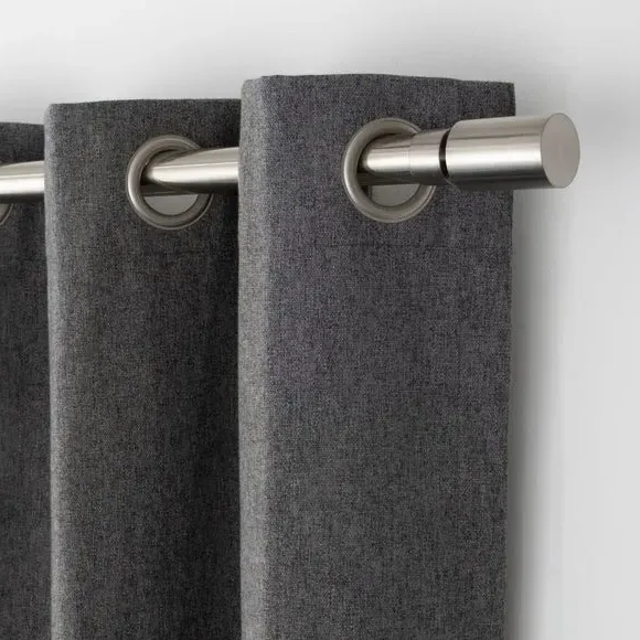 Extendable Curtain Pole with Barrel Finials - Steel