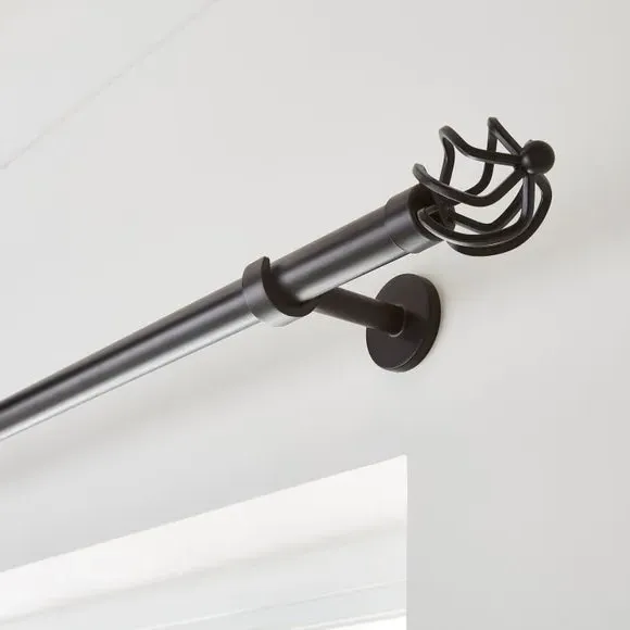 Extendable Curtain Pole with Caged Ball - Black, Metal