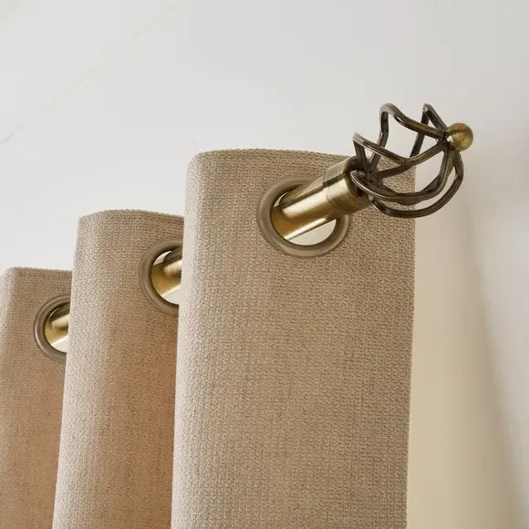 Extendable Curtain Pole with Caged Ball - Brass, Metal