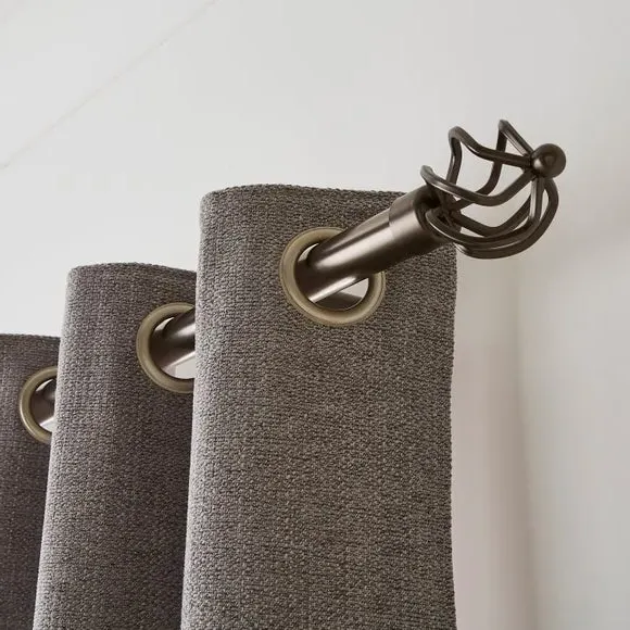 Extendable Curtain Pole with Caged Ball - Grey, Metal