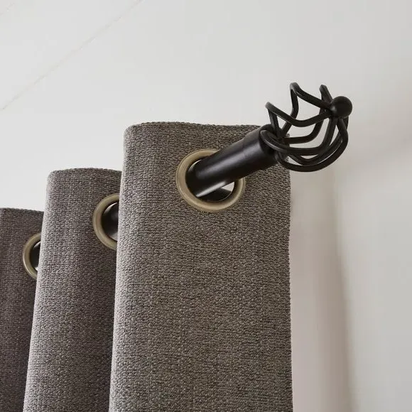 Extendable Curtain Pole with Caged Ball - Matt Black, Metal