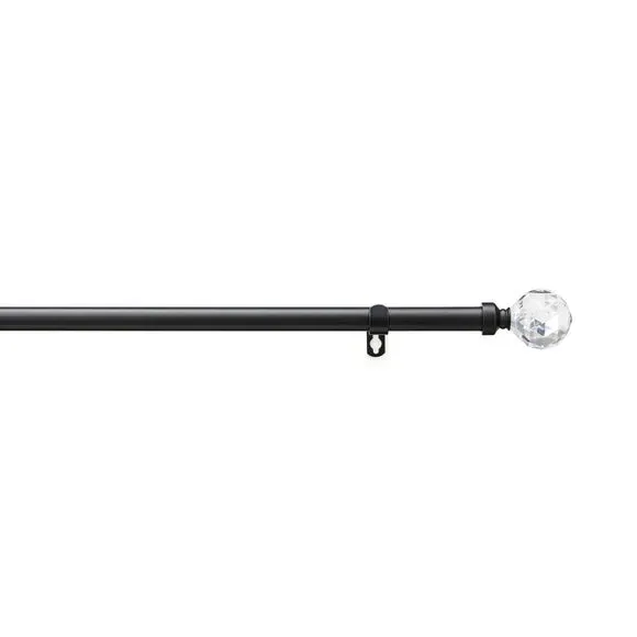 Extendable Curtain Pole with Crystal Ball - Black