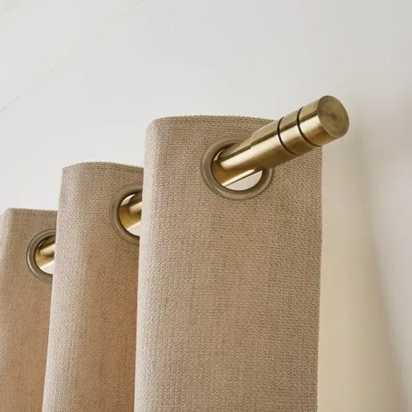 Extendable Curtain Pole with Cylinder Finial - Antique Brass