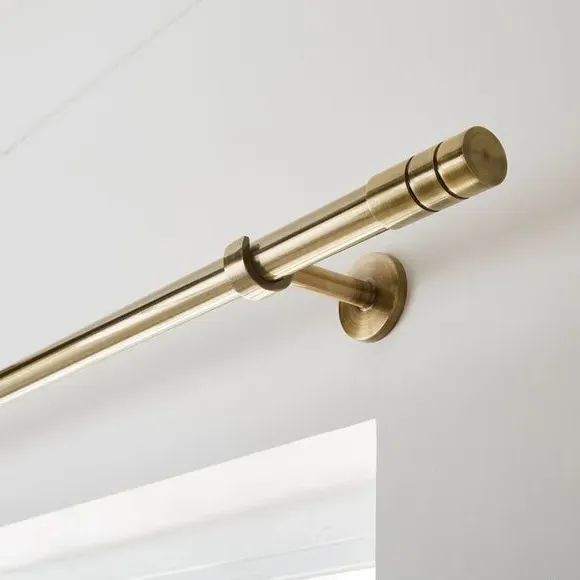 Extendable Curtain Pole with Cylinder Finial - Antique Brass image