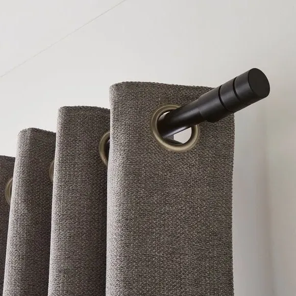 Extendable Curtain Pole with Cylinder Finial - Black