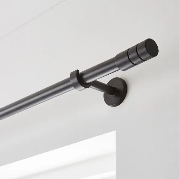 Extendable Curtain Pole with Cylinder Finial - Black