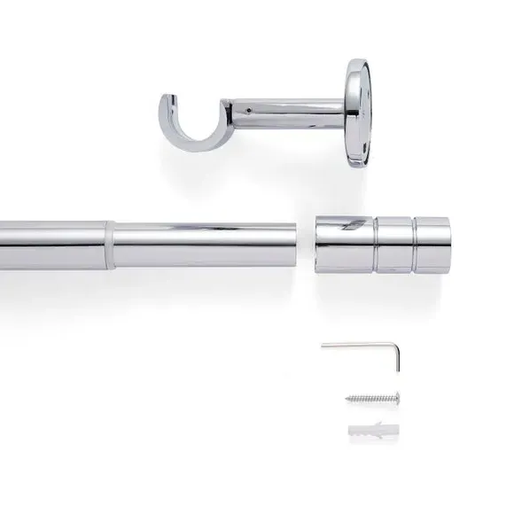 Extendable Curtain Pole with Cylinder Finial - Chrome