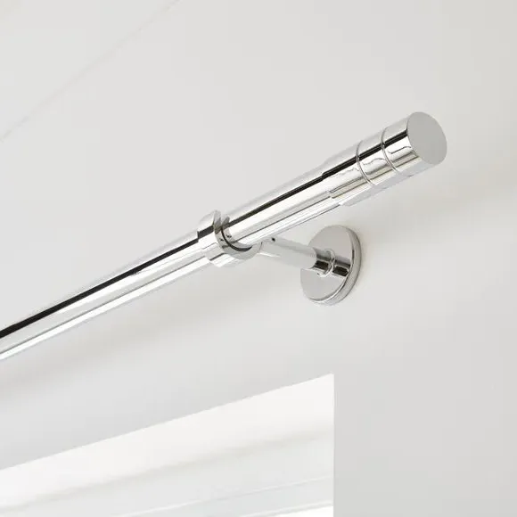 Extendable Curtain Pole with Cylinder Finial - Chrome