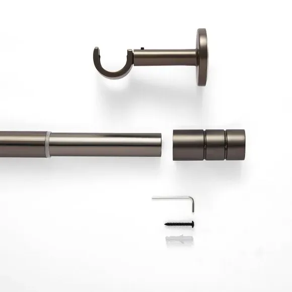 Extendable Curtain Pole with Cylinder Finial - Gun Metal