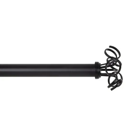 Extendable Curtain Pole with Eyelet - Black, Metal