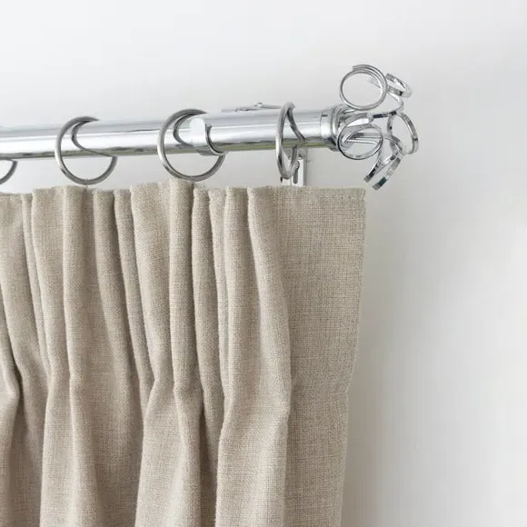 Extendable Curtain Pole with Eyelet - Silver, Metal