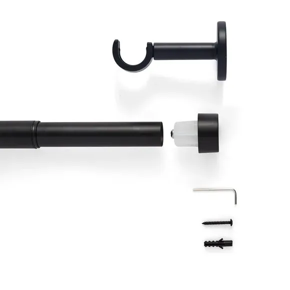 Extendable Curtain Pole with Finials - Black, Metal