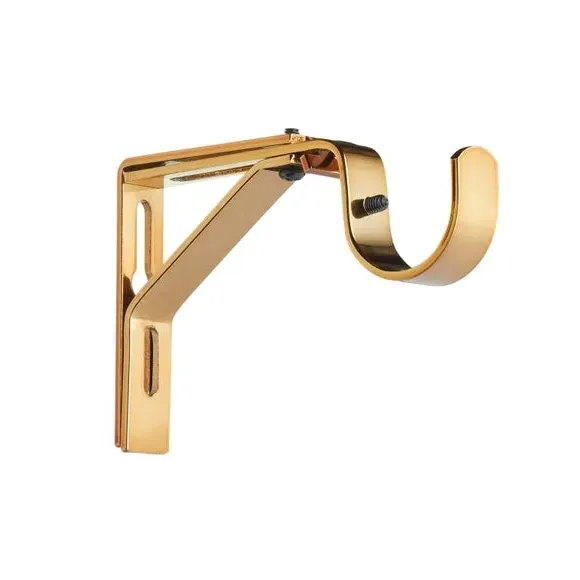 Extendable Curtain Pole with Finials - Brushed Gold, Metal