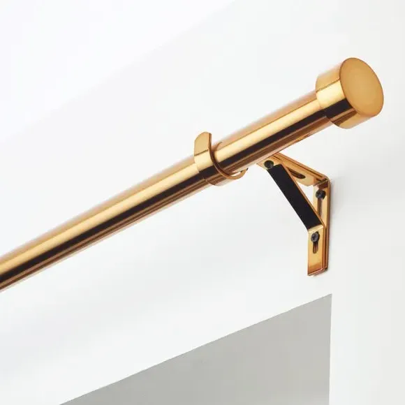 Extendable Curtain Pole with Finials - Brushed Gold, Metal