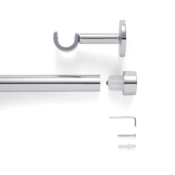 Extendable Curtain Pole with Finials - Chrome, Metal