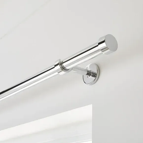 Extendable Curtain Pole with Finials - Chrome, Metal