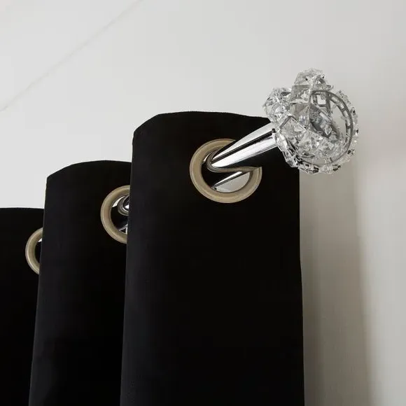 Extendable Curtain Pole with Finials - Chrome, Metal