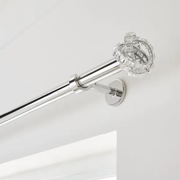 Extendable Curtain Pole with Finials - Chrome, Metal