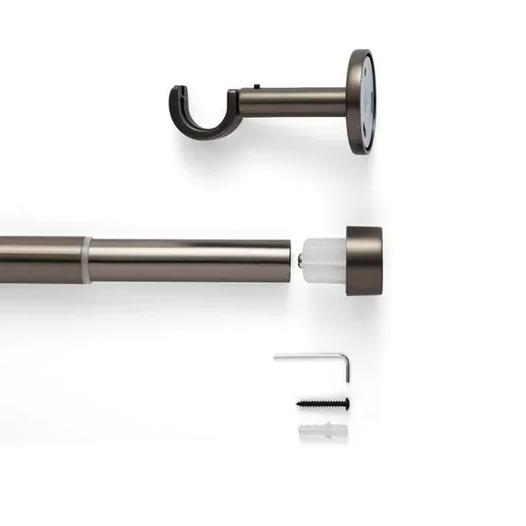 Extendable Curtain Pole with Finials - Gun Metal