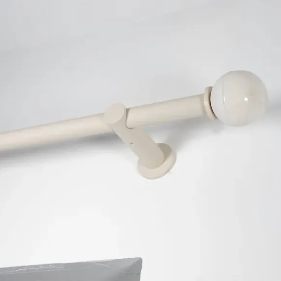 Extendable Curtain Pole with Finials - Off-White image