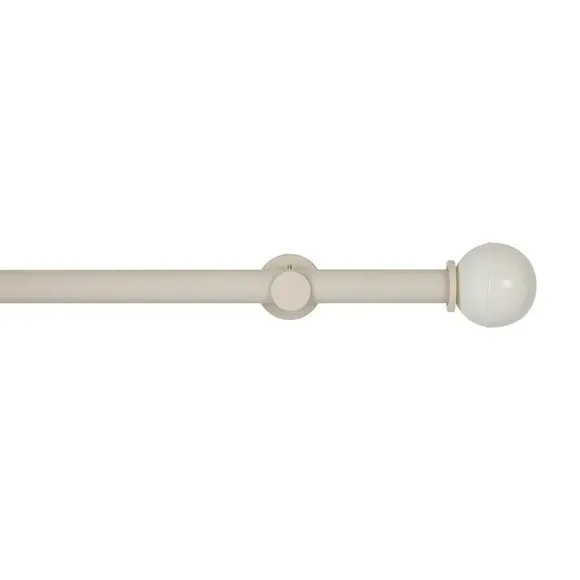 Extendable Curtain Pole with Finials - Off-White