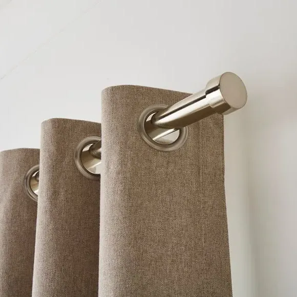 Extendable Curtain Pole with Finials - Satin Steel, Metal