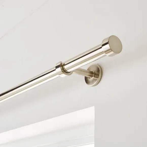 Extendable Curtain Pole with Finials - Satin Steel, Metal