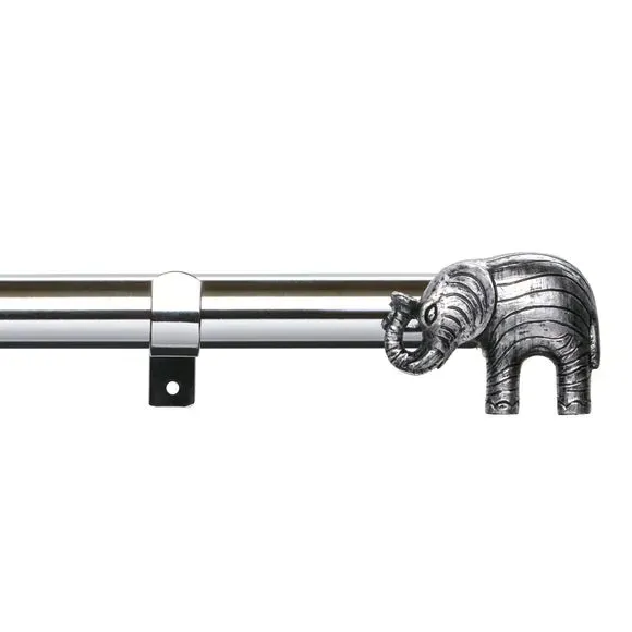 Extendable Curtain Pole with Finials - Silver image