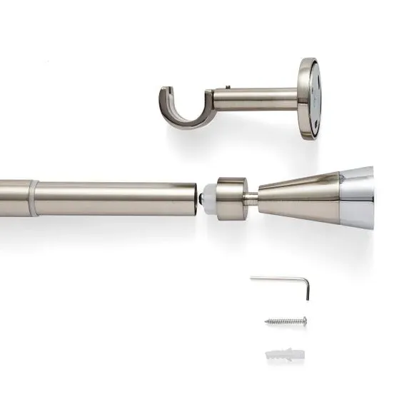 Extendable Curtain Pole with Flute Finial - Steel