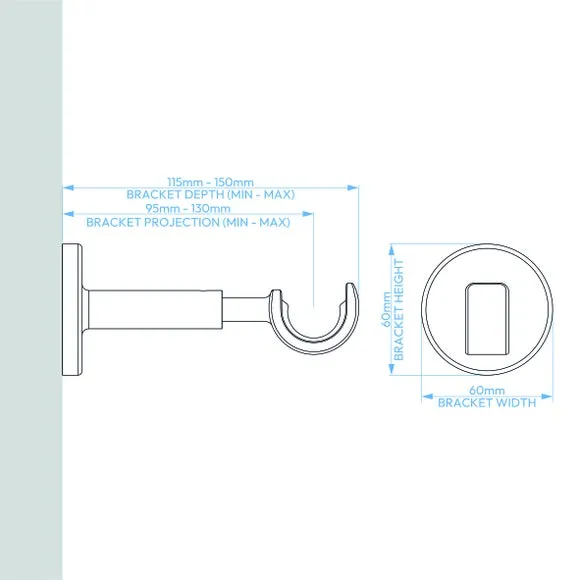 Extendable Curtain Pole with Flute Finial - Steel